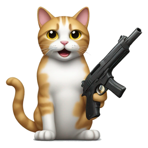 Cat with a gun sticker