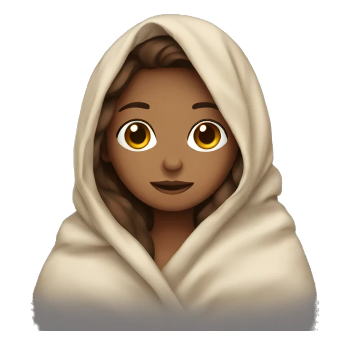Brown hair girl in a blanket sticker