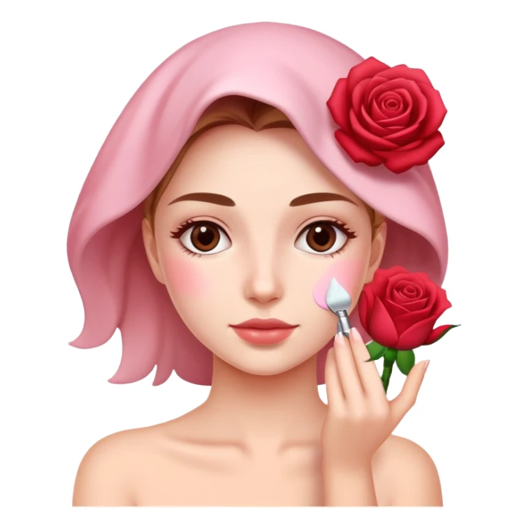 Girl making skin care rose sticker