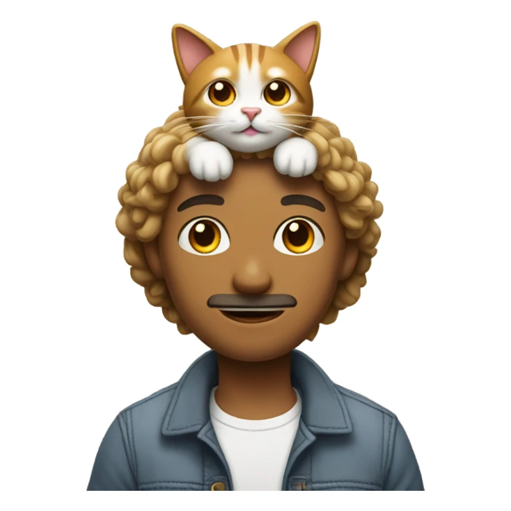 a man with a cat sitting on his head sticker