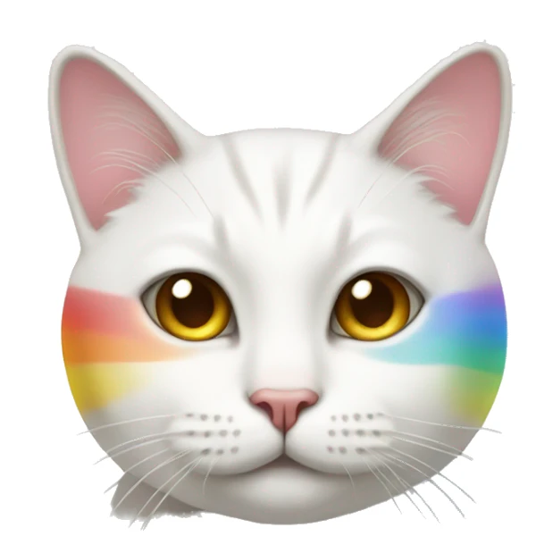 white cat with rainbow stripes sticker