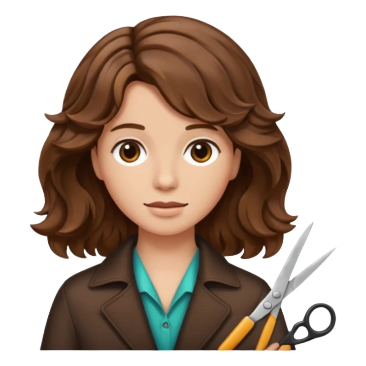 Brown wavy hair cut with scissors sticker