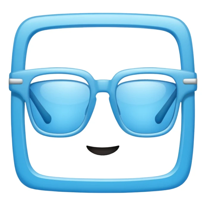sky-blue square spectacle, slightly thick frame, glossy surface,Only glasses. sticker