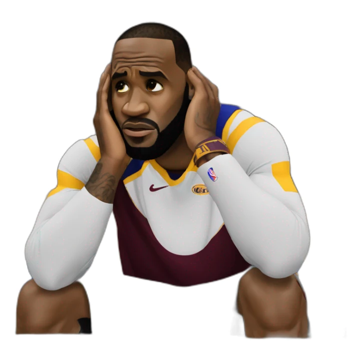 Lebron James sad crying sitting sticker