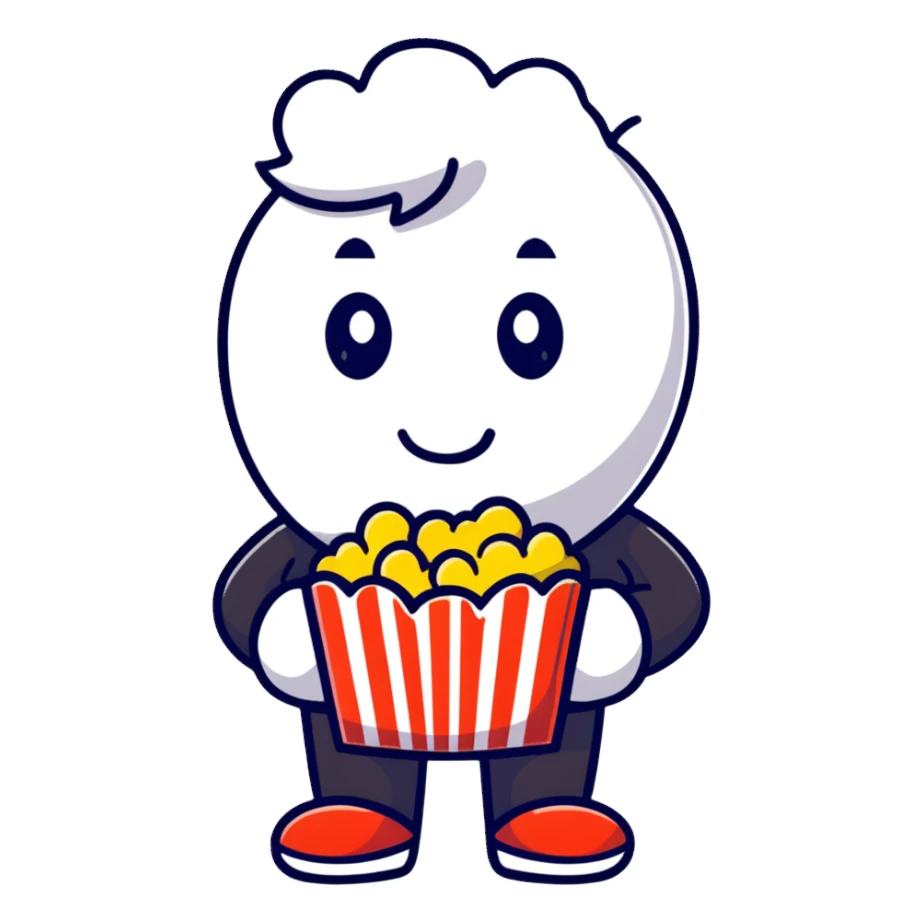 man dressed as a popcorn snack sticker