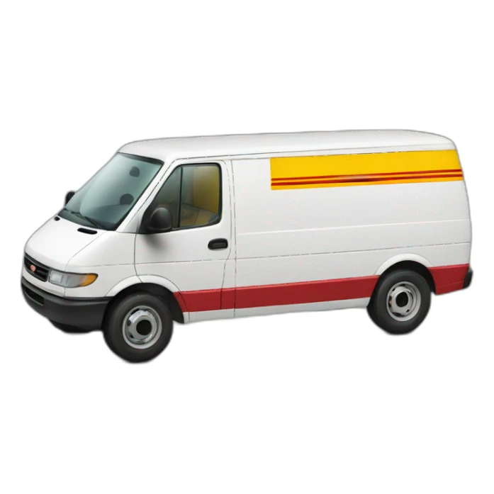 a DHL van with money sticker