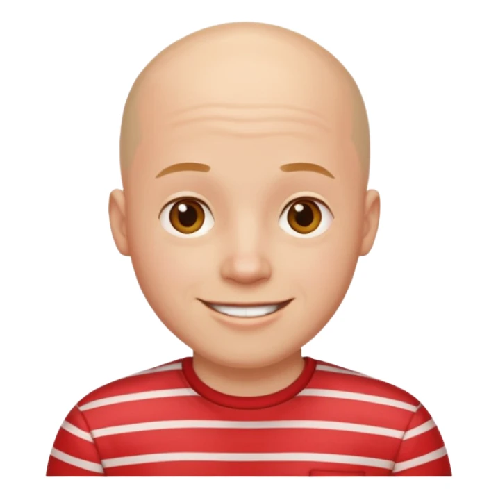 happy bald young man with red striped shirt sticker