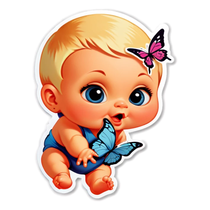 Baby and butterfly  sticker
