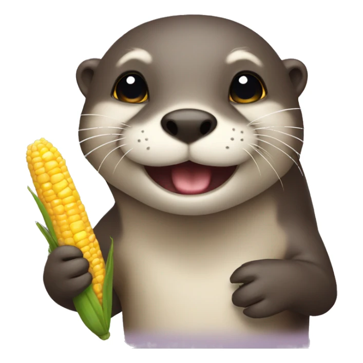 Otter with a corn from a unicorn  sticker