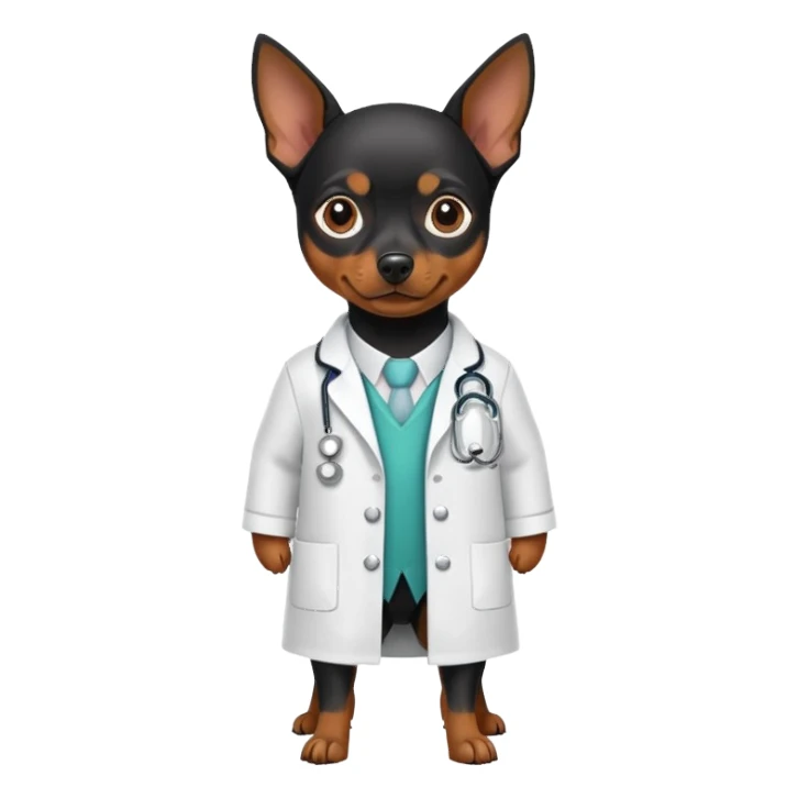 black pinscher mini with doctor coat
 sticker