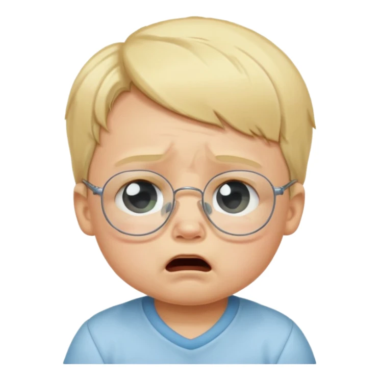 blond baby boy crying with glasses sticker