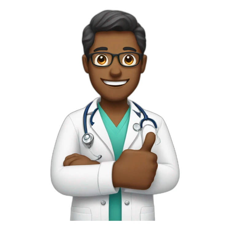 brown skinned doctor with thumbs up sticker