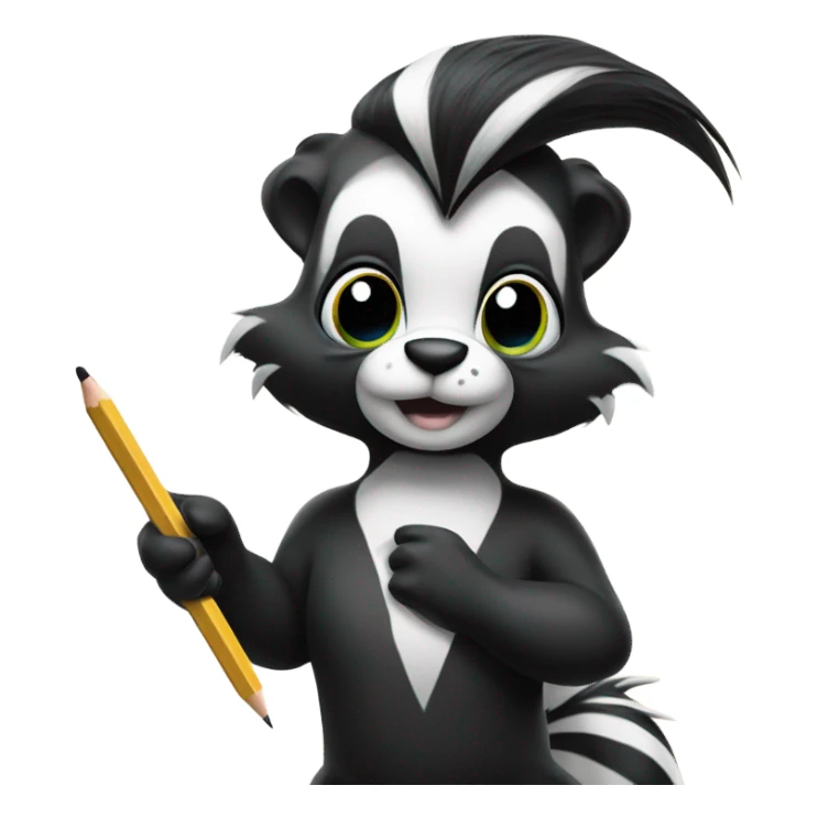Skunk draws on paper  sticker