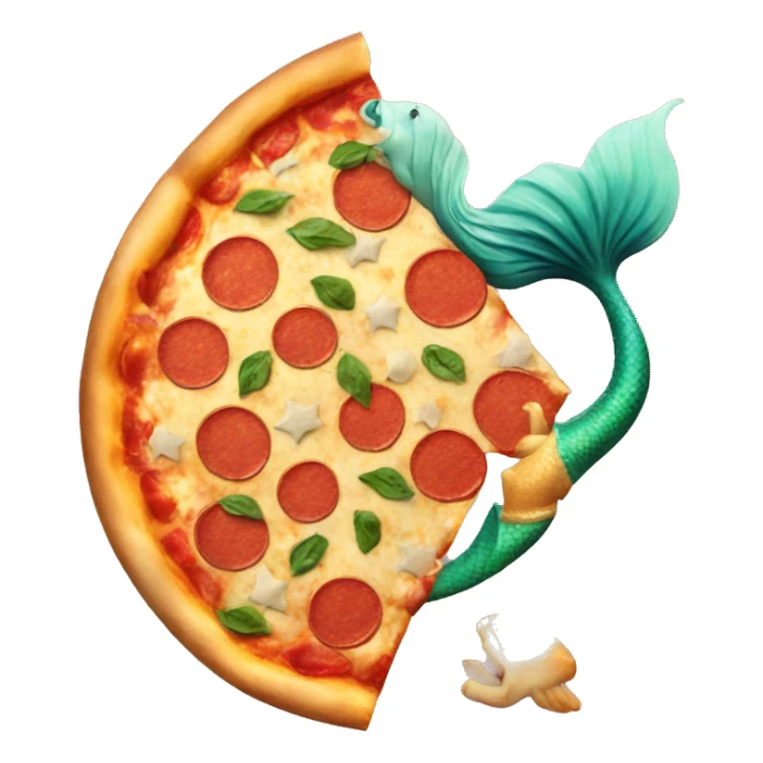 pizza with a mermaid sticker