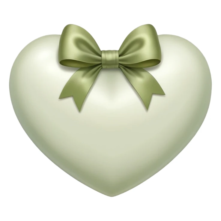 white heart with pale olive bow sticker