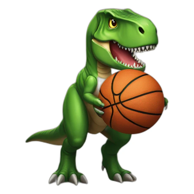 T-rex holding a basketball sticker