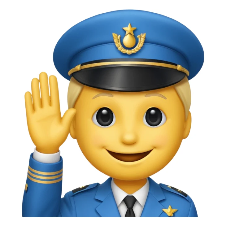 Blue smiley face saluting sticker