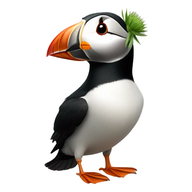 A puffin holding a thistle sticker