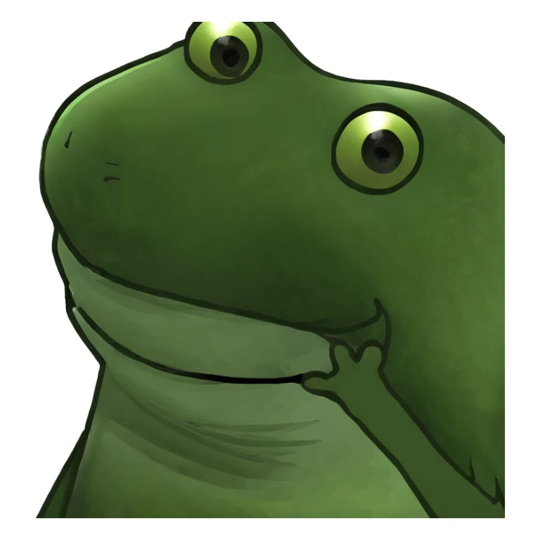 frog meme character sitting and smiling sticker