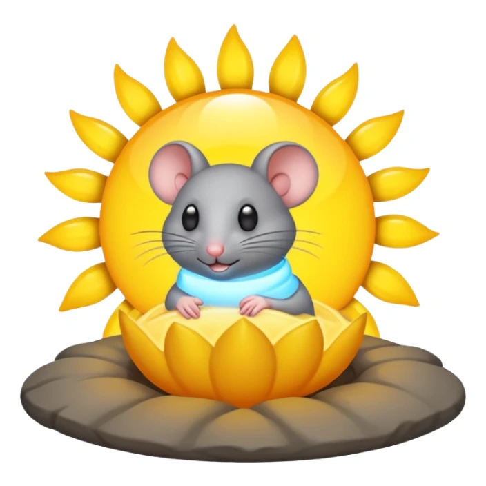 A gray mouse inside of a sun ☀️ 🐭 sticker
