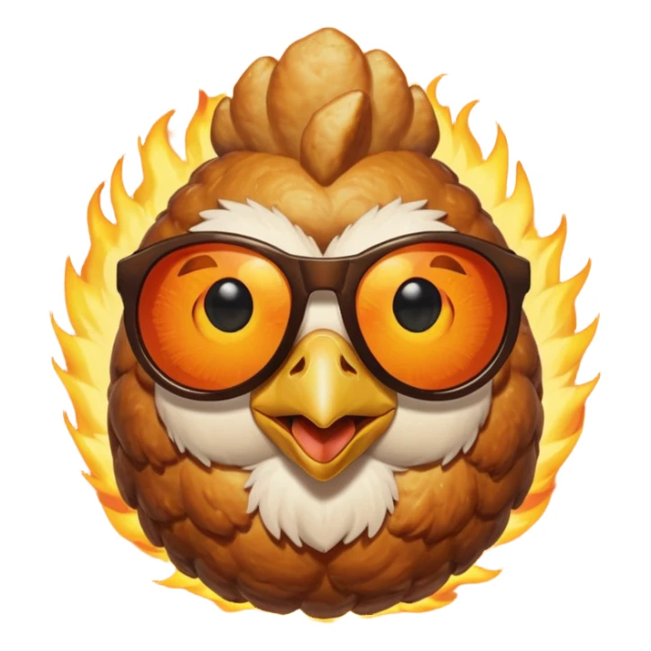 balls with chicken in fire sun glasses sticker