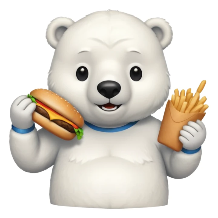 polar bear with burger wearing shirt sticker