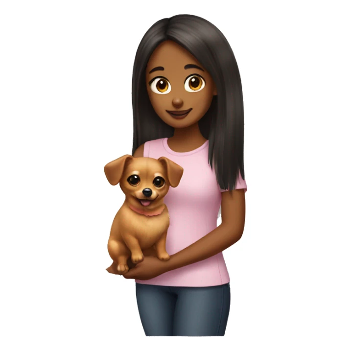 Girl with Pomeranian dachshund dog sticker