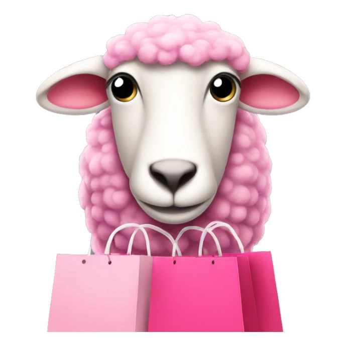 pink sheep with shopping bags  sticker