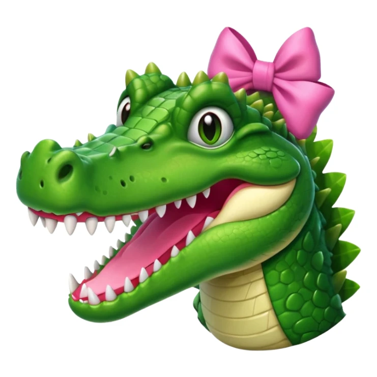 Crocodilo com um laço rosa na cabeça  sticker