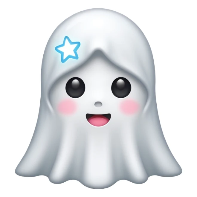 ghost kawai star white sticker