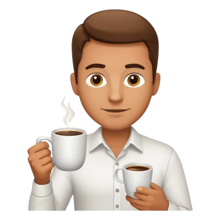 man with coffee sticker