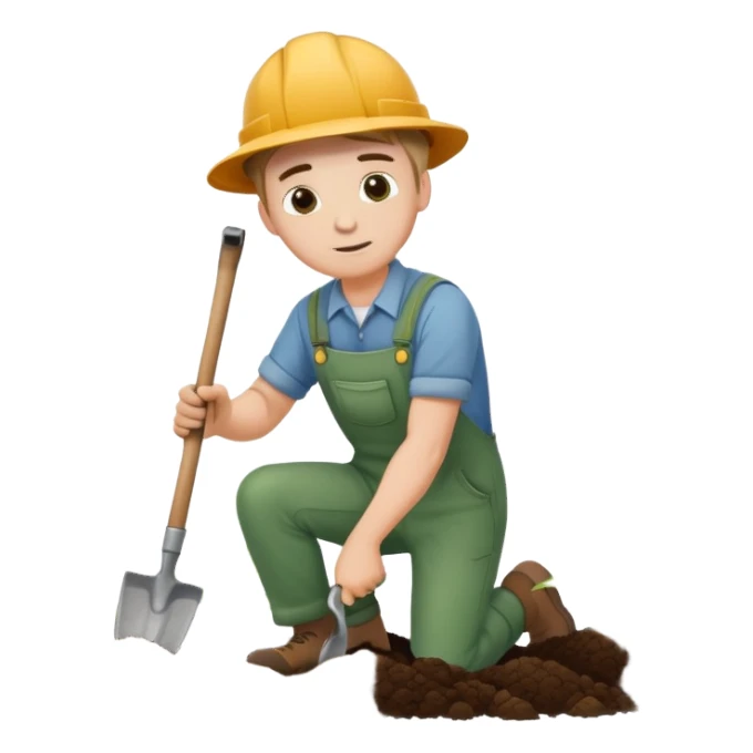 diligent young white male gardener digging soil sticker
