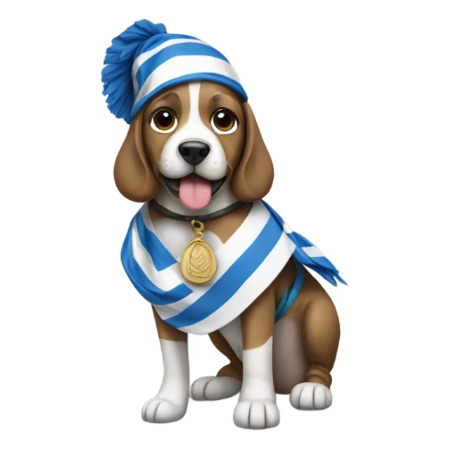 Dog wearing a Greek flag  sticker