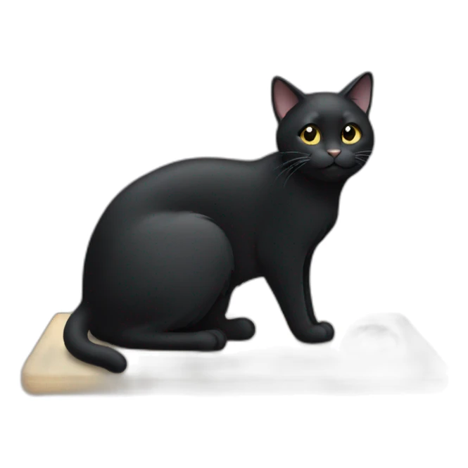 Black cat looking at mouse sticker