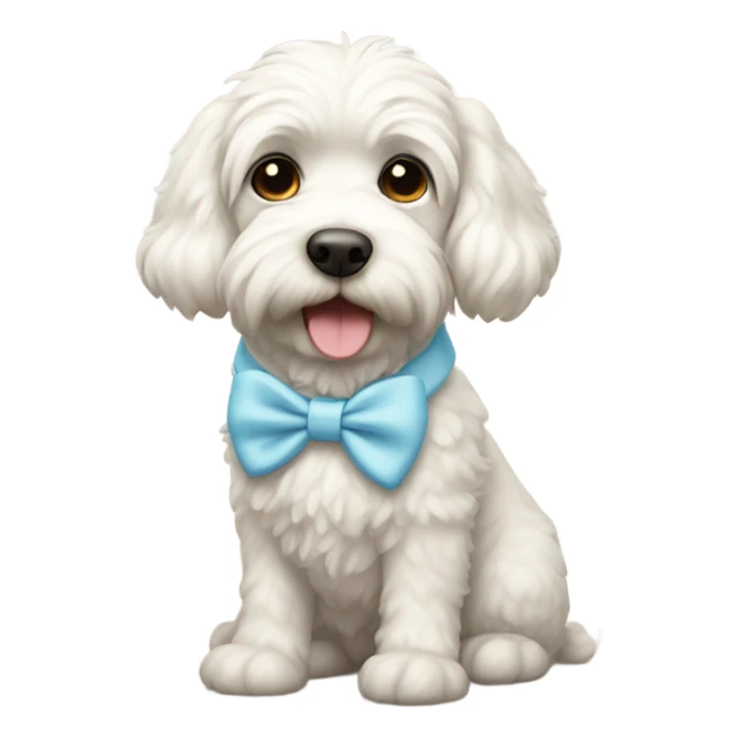 Wheatondoodle white with light blue bow collar  sticker