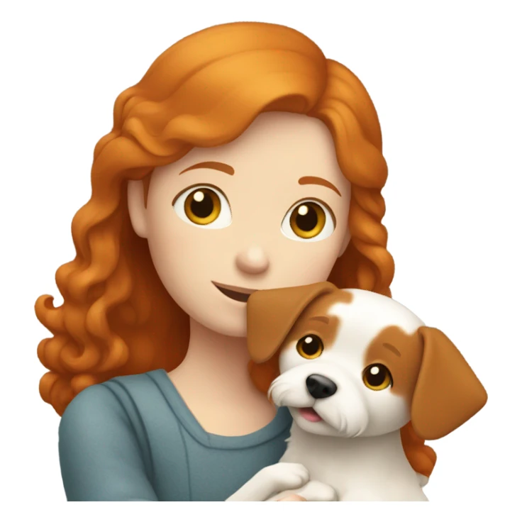 Ginger girl hugging white dog sticker