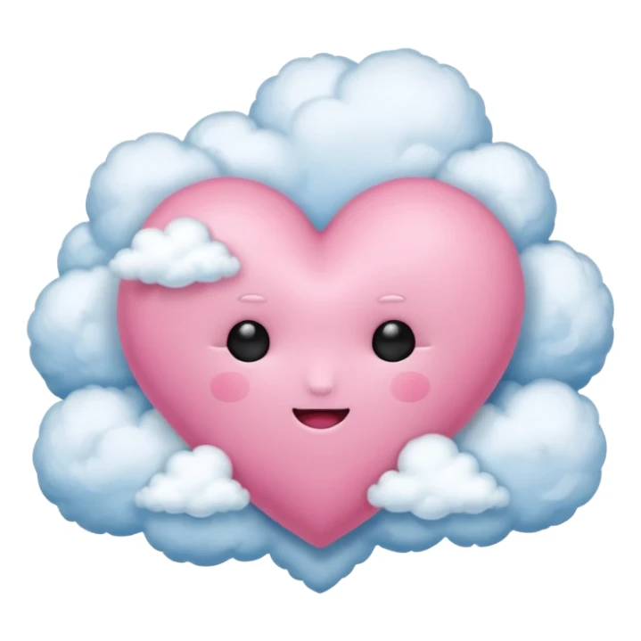 pink heart with clouds no face sticker