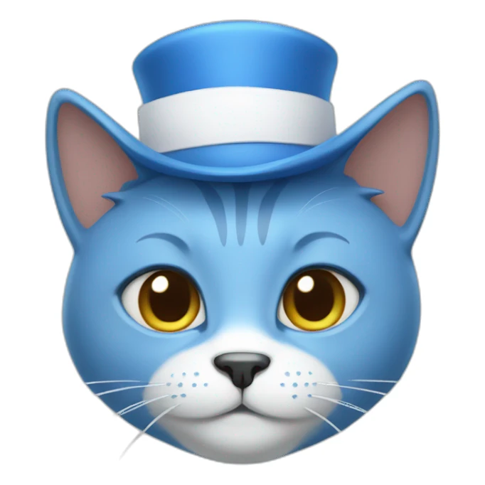 Blue cat with white hat sticker