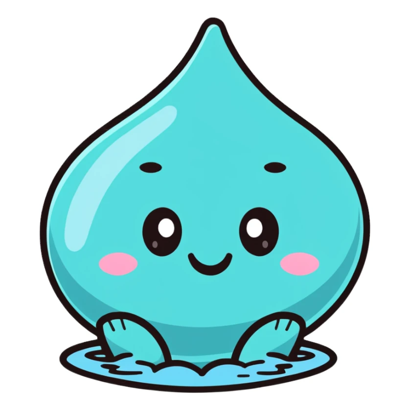cute water character with smiling face sticker