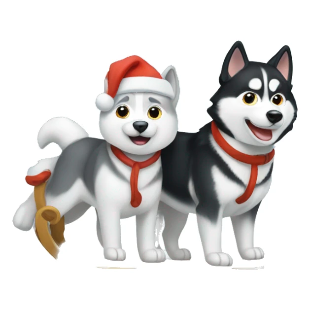 White Christmas sled with huskies sticker