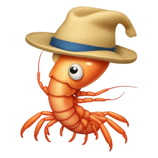 Shrimp with a hat sticker