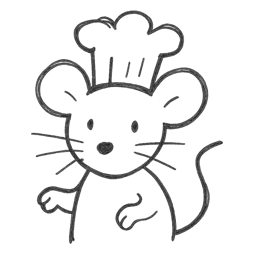 A mouse wearing a cook's hat sticker