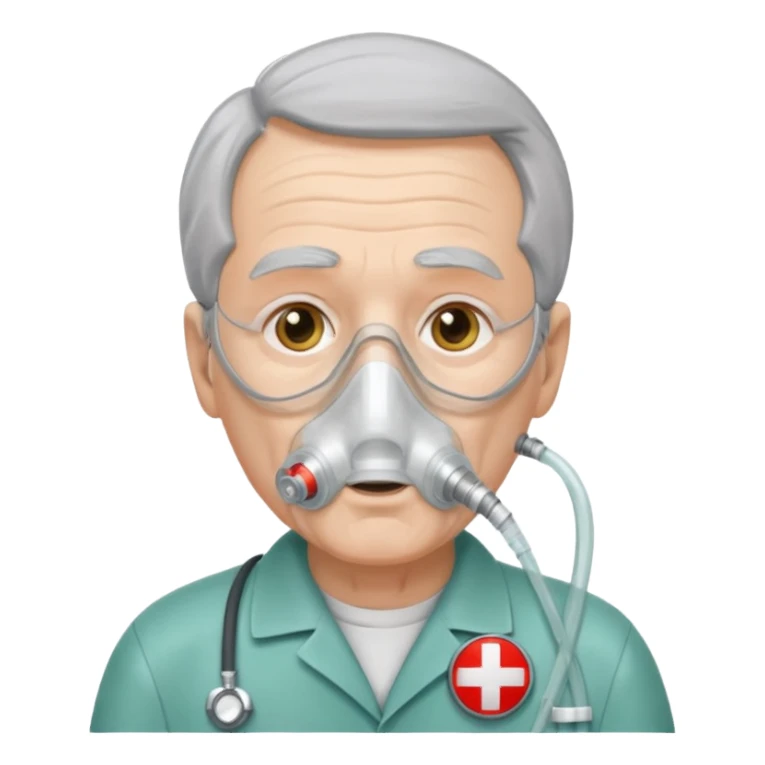 old man with simple ambulance oxygen mask  sticker