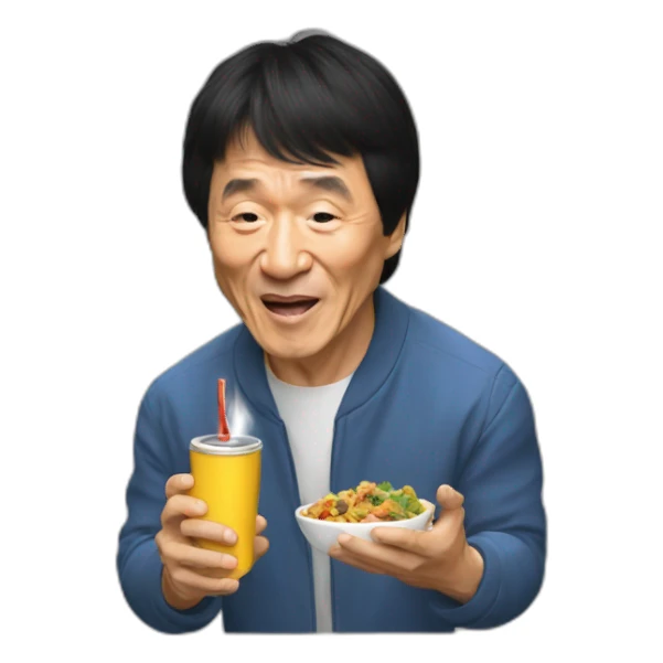 Jackie chan eating with lighter sticker