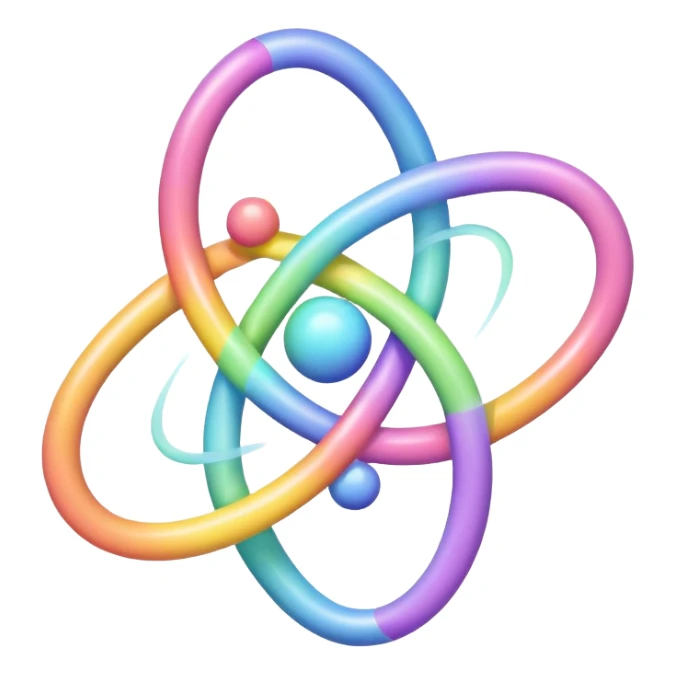 Pastel rainbow atom sticker