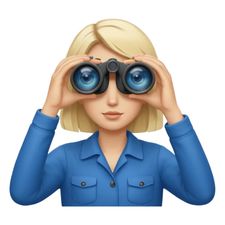 person looking through binocolars sticker