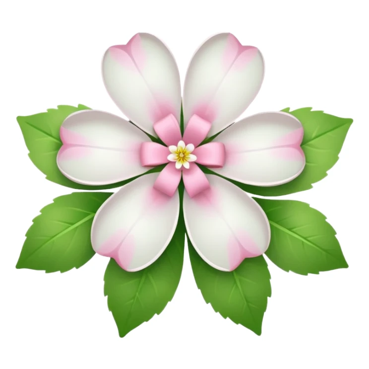 white sakura flower with a bow and leaf center sticker