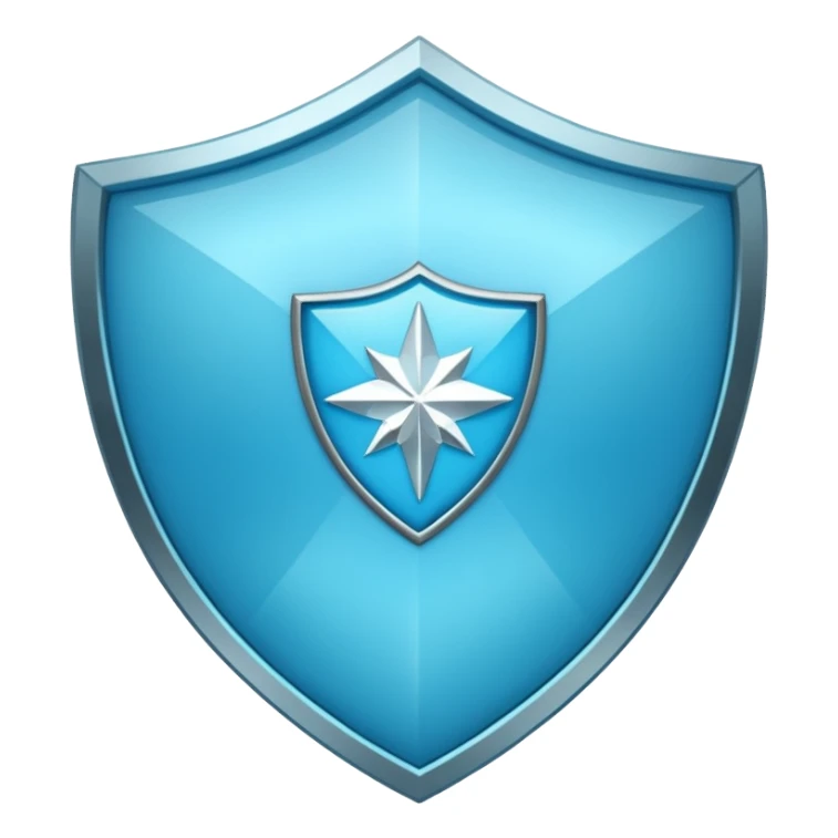 Cyan blue shield with diamond icon sticker