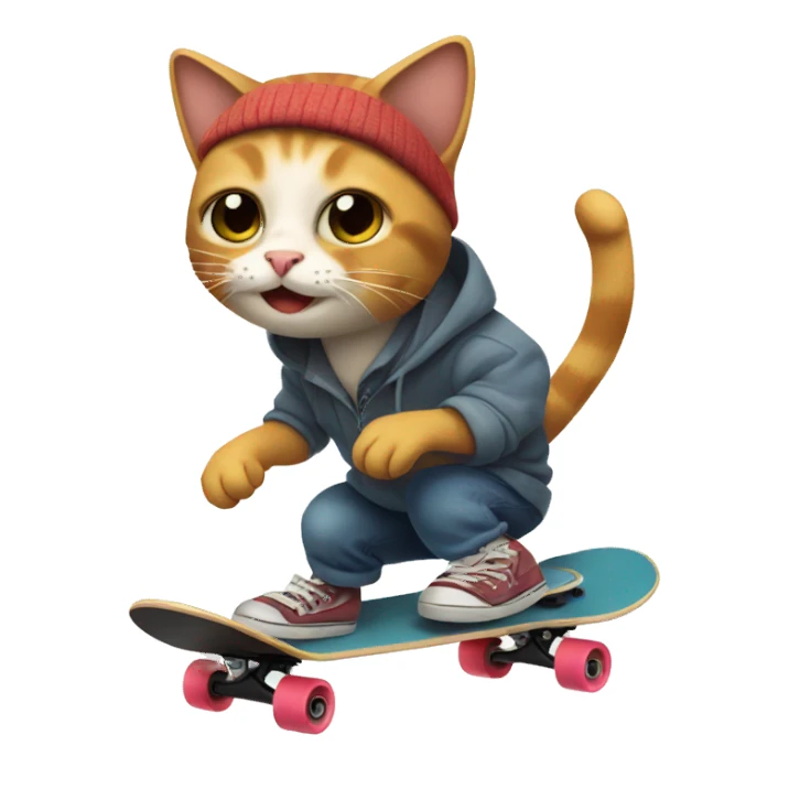 Skateboarding cat sticker