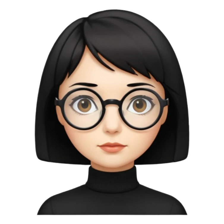 round glasses 검정 목폴라 단발 sticker